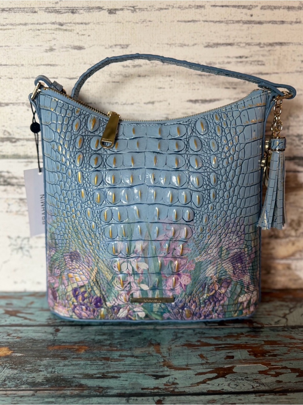 Brahmin Katie Crossbody in Multi Morning Dew NWT Flowers Blue Floral - Picture 5 of 8